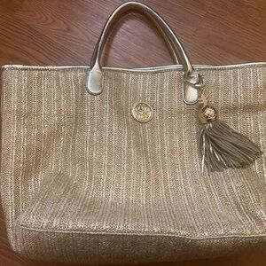 Lilly Pulitzer gold straw tote